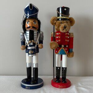 Holiday Solider Bear (2013) and Soldier Drummer (2011) Nutcrackers - Set of 2